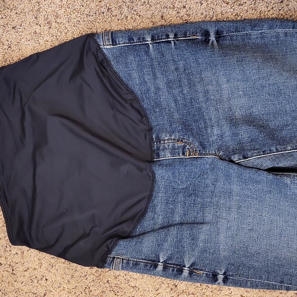 J CREW Stylish Blue Distressed Maternity Skinny Jeans - Picture 2 of 5